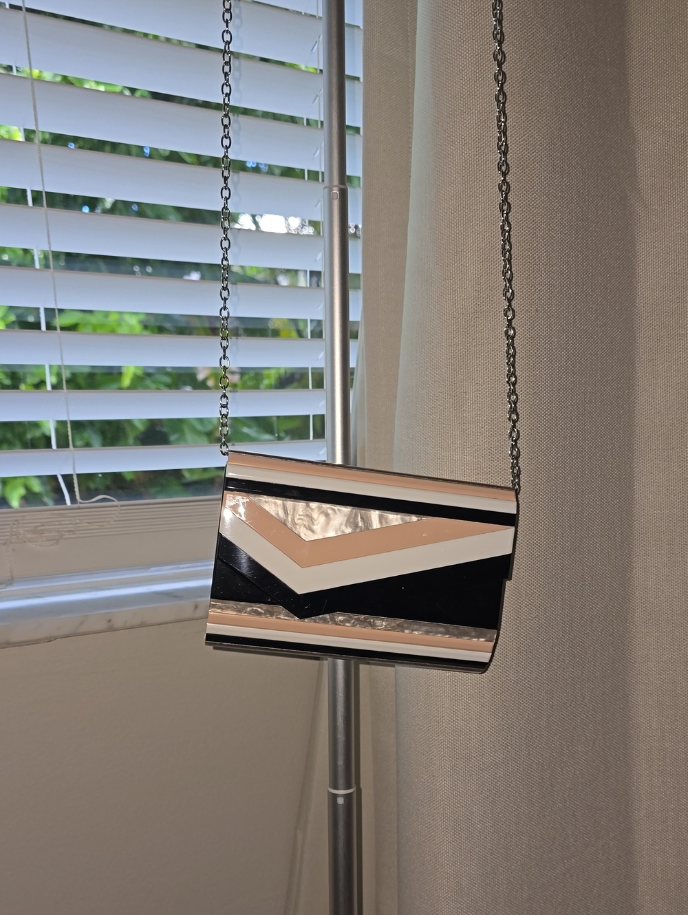 Stylish Black and Nude Chevron Crossbody Bag